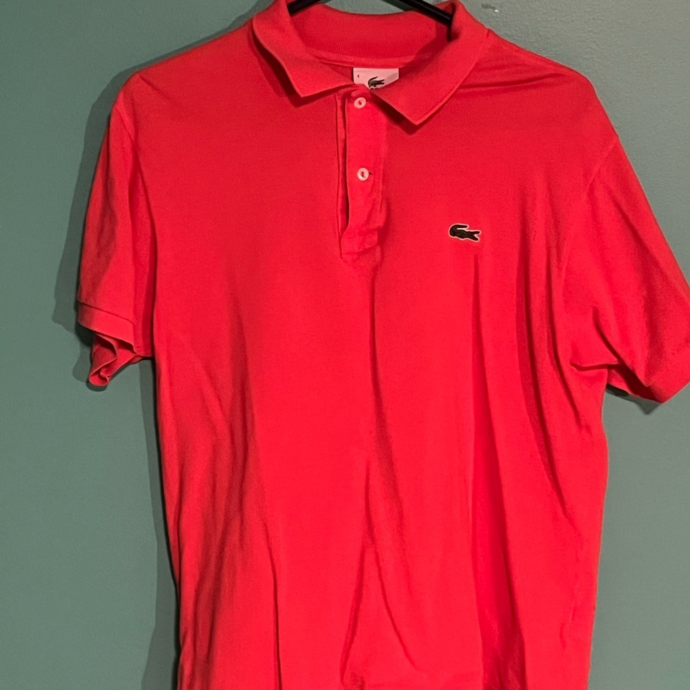 Lacoste Men's Coral Polo Shirt. Size 4, Adult SMALL